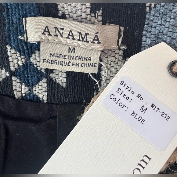 Anama Southwestern Geometric Tapestry Coat Blue Black Woven Jacket NWT Size M - Picture 13 of 17